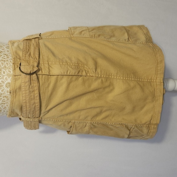 Wild Fable Khaki High Paper Bag Waist Pleated Back Zip Front Cargo Utility Skirt - Picture 1 of 11